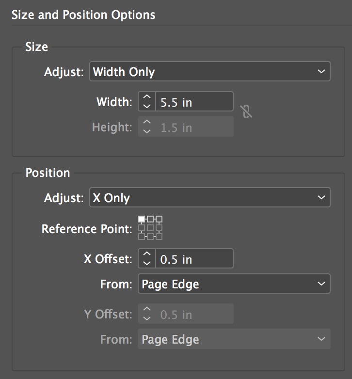 Object Styles Palette - example values